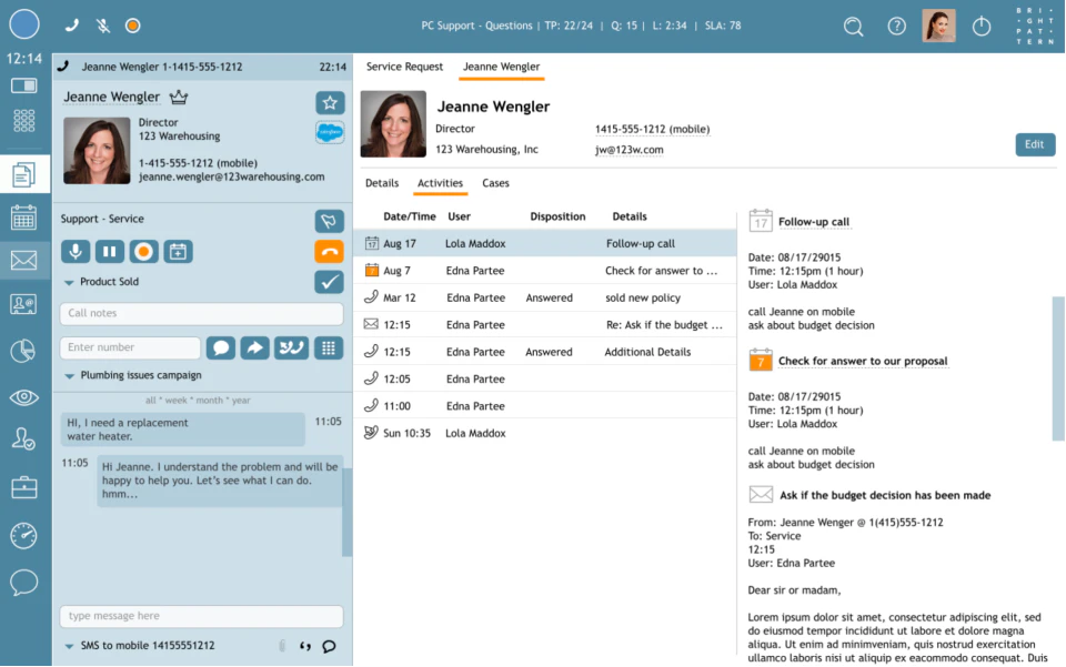 screenshot of Bright Pattern